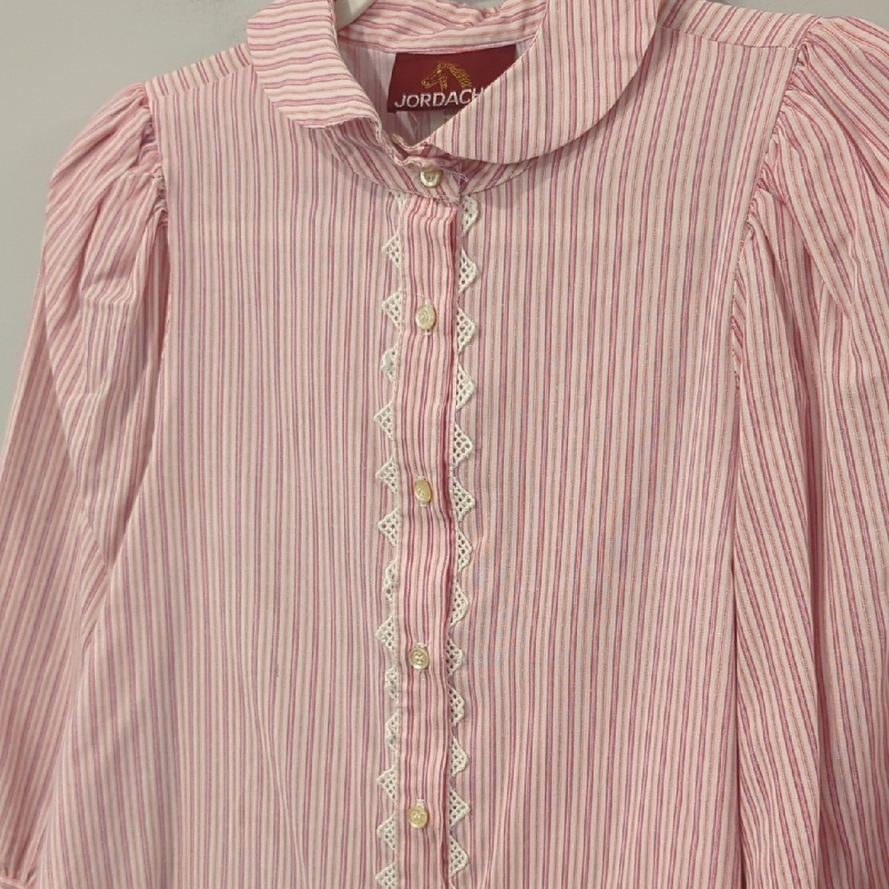 Vintage Jordache Striped Button Down Shirt 3/4 Sleeve size 11/12 Western - Picture 2 of 8